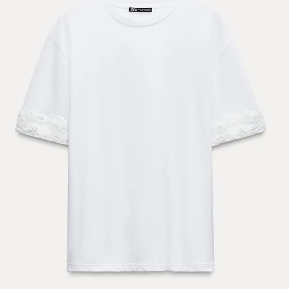 Zara T-Shirt with beaded Sleeves